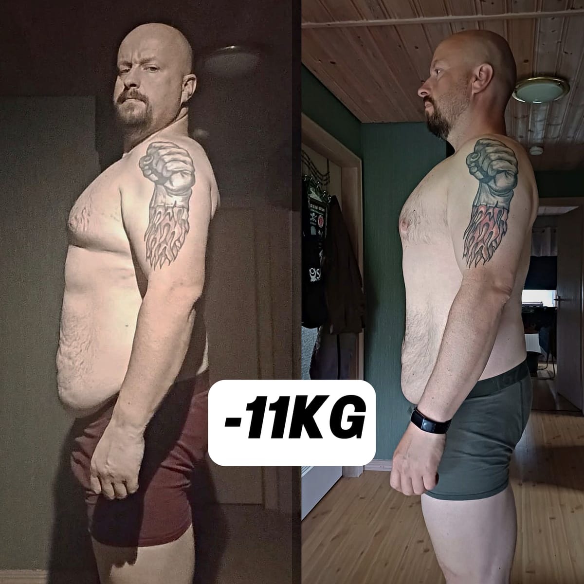 Vorher-Nachher-Vergleich von Friedhelm: 11 Kilogramm weniger nach dem Coaching bei Sten Schulze