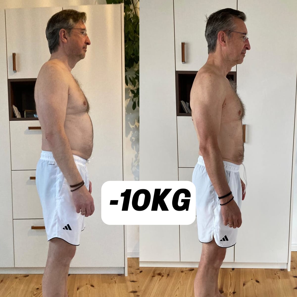 Vorher-Nachher-Vergleich von Oliver: 10 Kilogramm weniger nach dem Coaching bei Sten Schulze